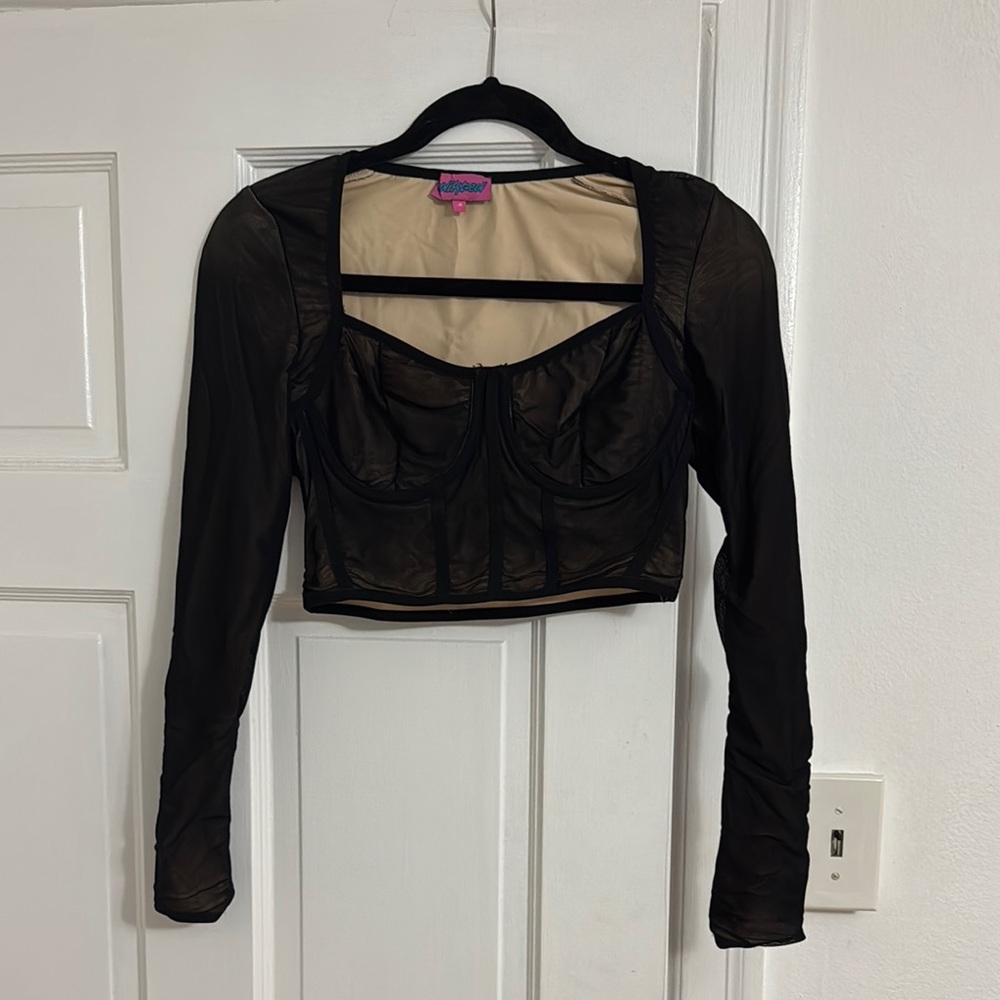 Black Long Sleeve Sheer Top